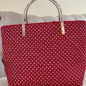 Red and Silver Handmade Korean Ladies Purse